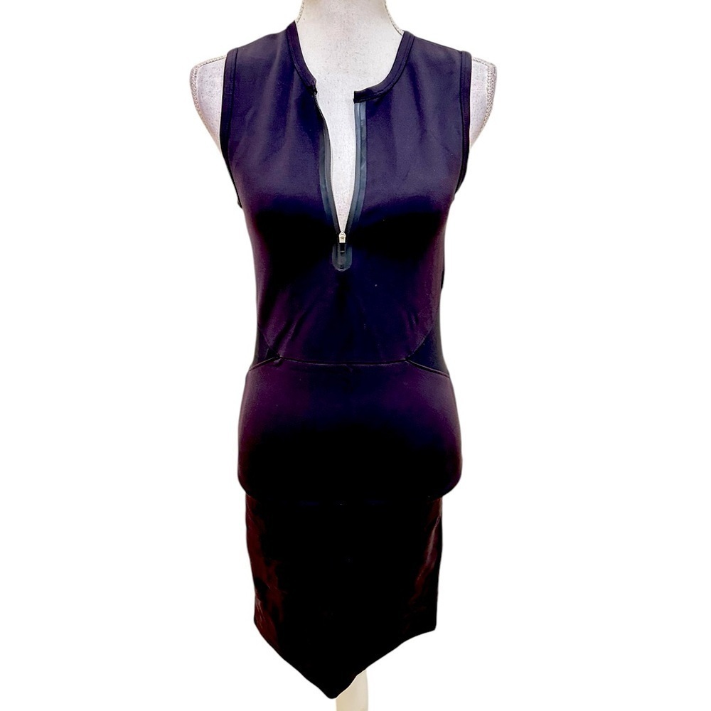 NWT X by Gottex “Whim” black sleeveless fitted bodycon 1/4 zip golf dress small